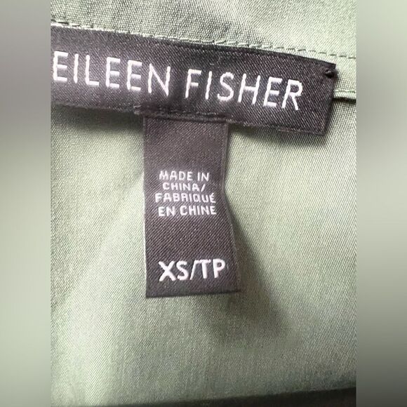 Eileen Fisher Sandwashed Tencel Asymmetrical Shift Dress in Nori Green Size XS - Picture 7 of 7